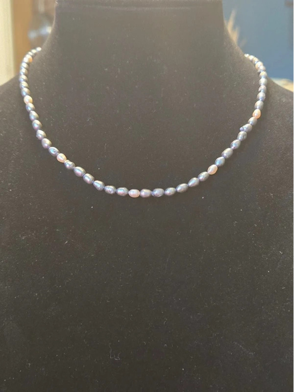 Freshwater Peacock Purple and Pink Rice Pearl Bead Necklace with Gold Clasp